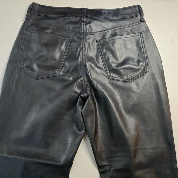 Old Navy Pants Women's 10 Black Faux Leather High Rise O.G. Straight Pockets - Picture 12 of 16
